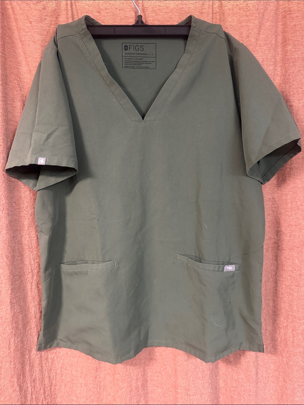 Figs Olive Green V-Neck Scrub Top